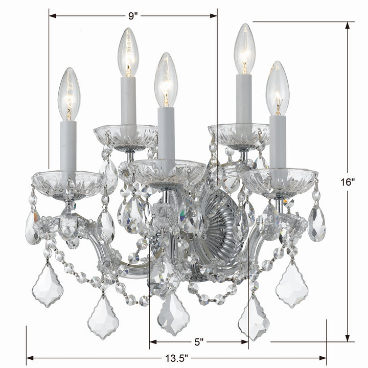Crystorama - 4404-CH-CL-S - Five Light Wall Sconce - Maria Theresa - Polished Chrome