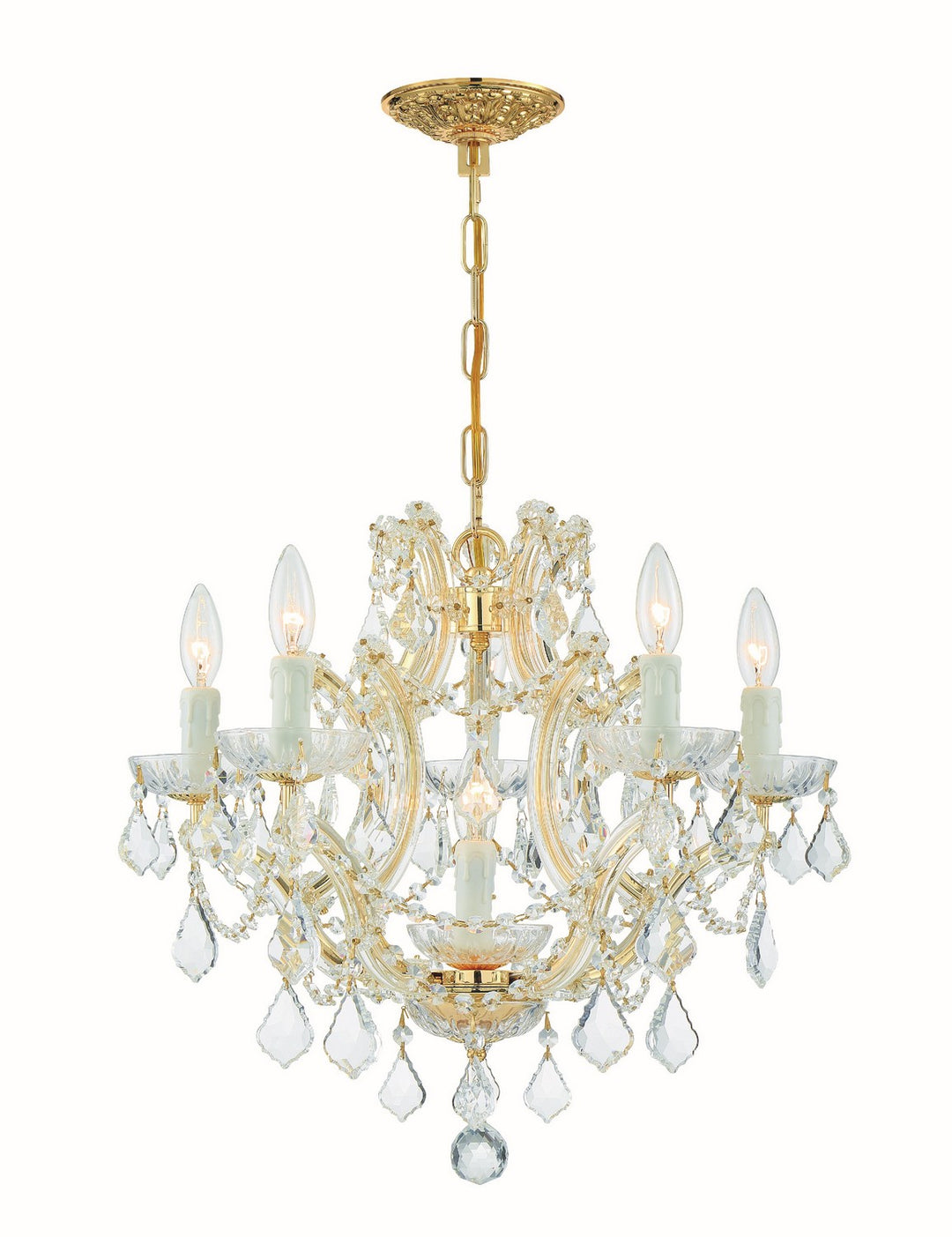 Maria Theresa Six Light Mini Chandelier in Gold - available from The Lighting Shoppe, trusted by Canadian homeowners