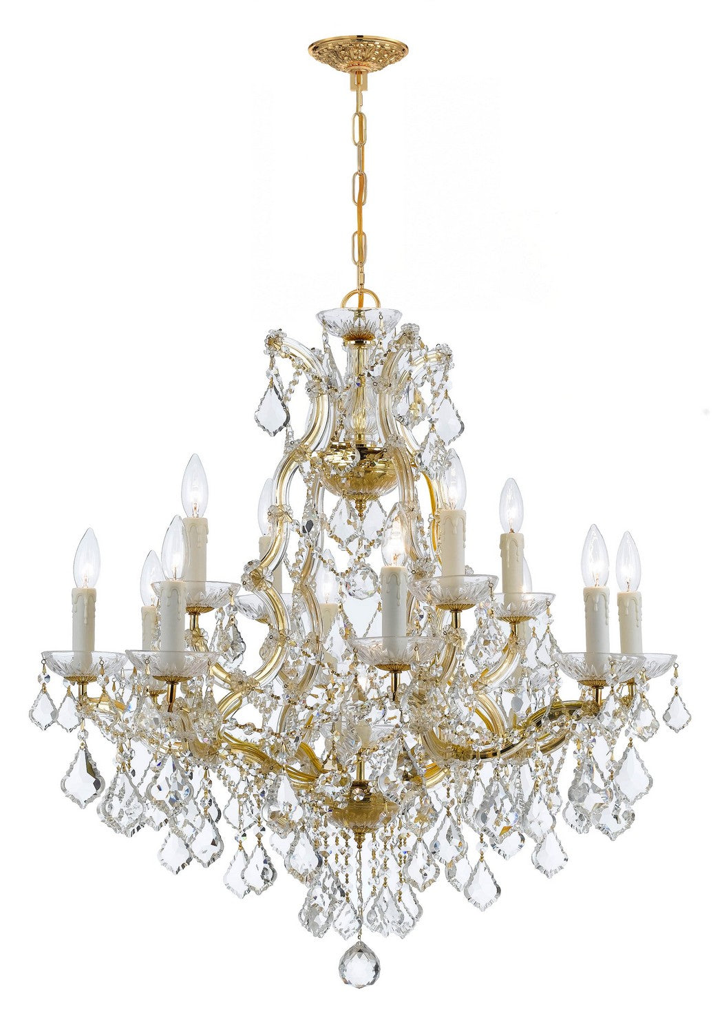 Maria Theresa 13 Light Chandelier in Gold - available from The Lighting Shoppe, trusted by Canadian homeowners