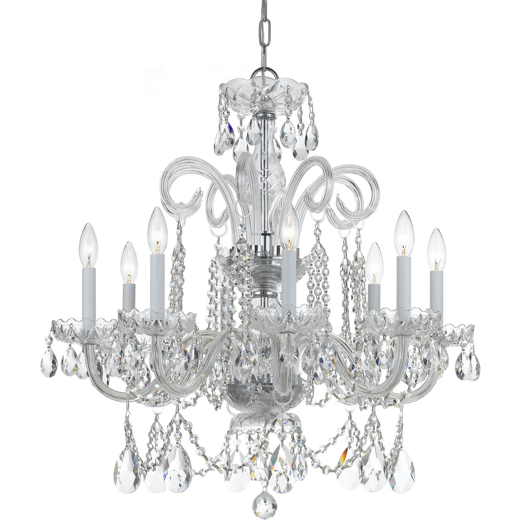 Traditional Crystal Eight Light Chandelier in Polished Chrome - available from The Lighting Shoppe, trusted by Canadian homeowners