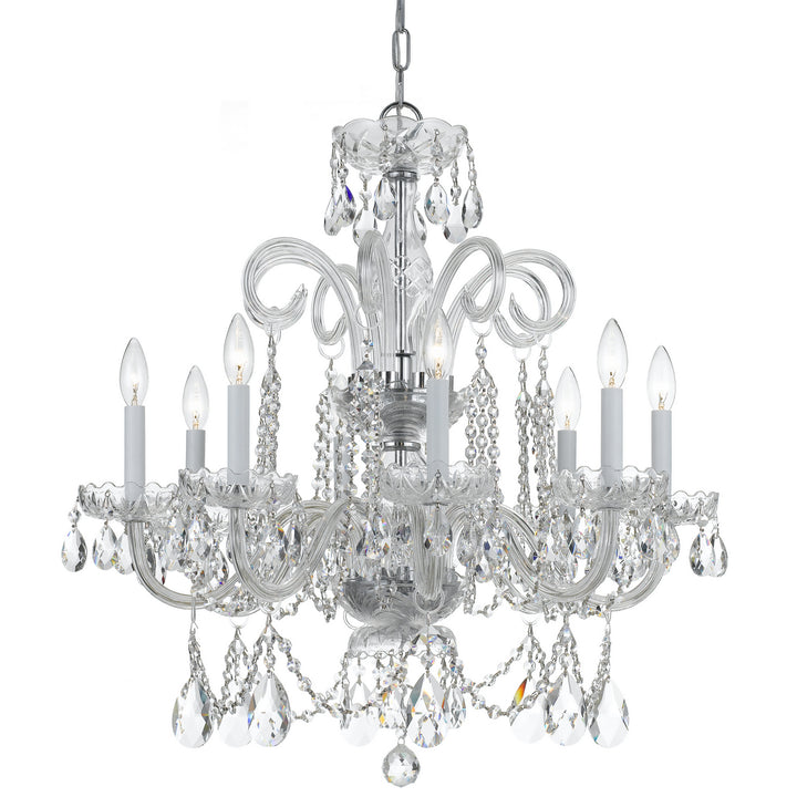 Traditional Crystal Eight Light Chandelier in Polished Chrome - available from The Lighting Shoppe, trusted by Canadian homeowners