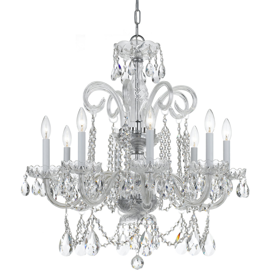 Traditional Crystal Eight Light Chandelier in Polished Chrome - available from The Lighting Shoppe, trusted by Canadian homeowners