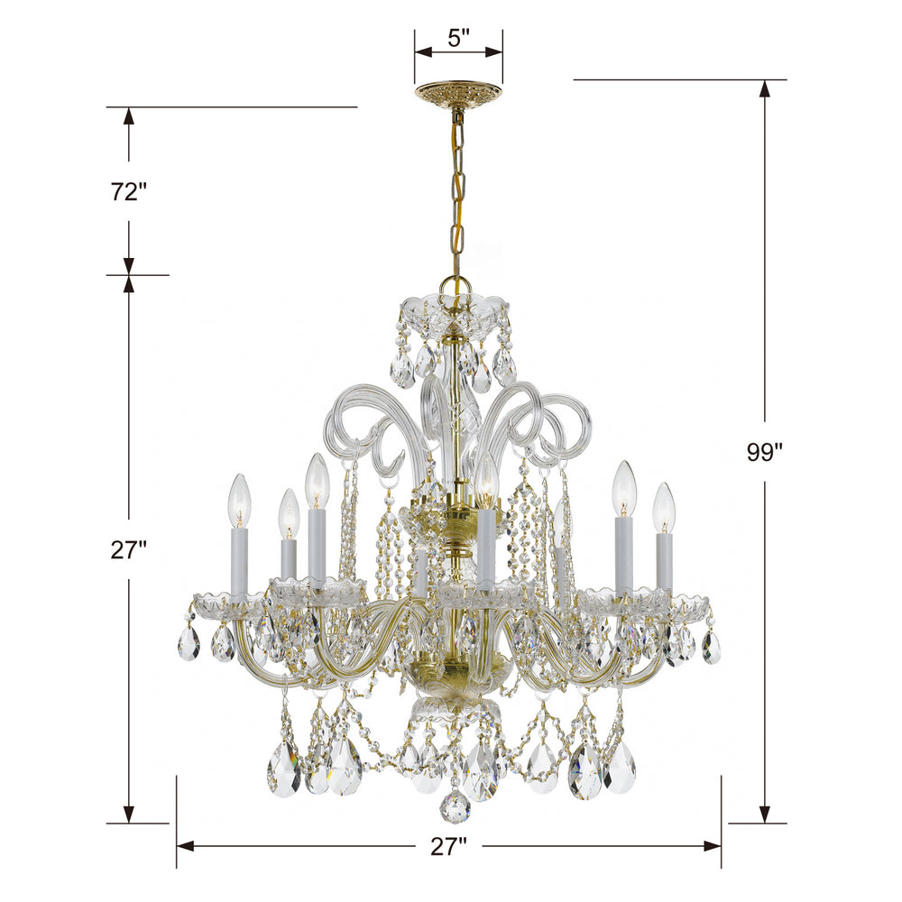 Crystorama - 5008-PB-CL-MWP - Eight Light Chandelier - Traditional Crystal - Polished Brass