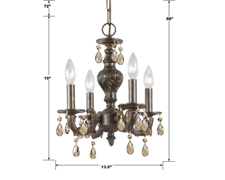 Crystorama - 5024-VB-GT-MWP - Four Light Mini Chandelier - Paris Market - Venetian Bronze