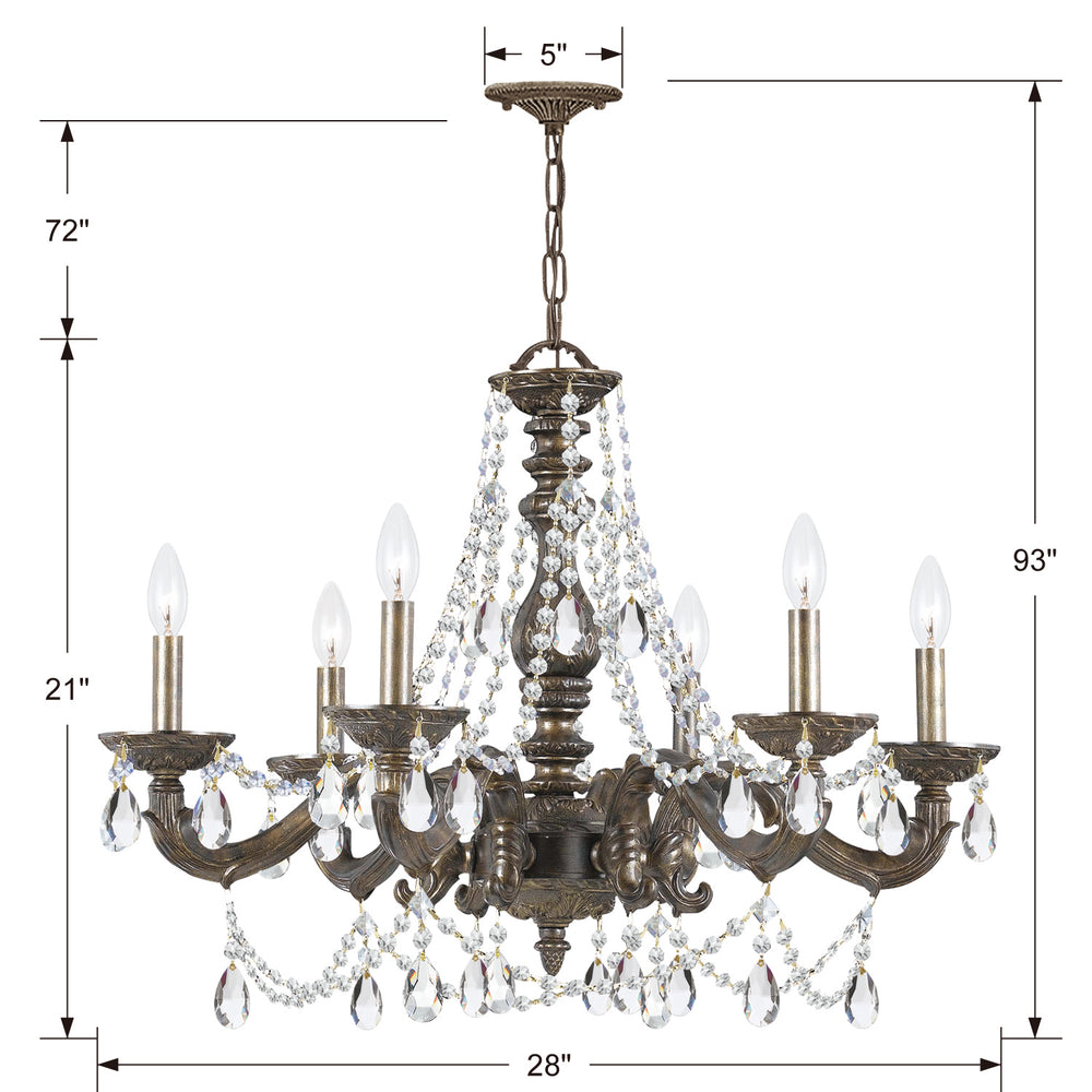 Crystorama - 5026-VB-CL-SAQ - Six Light Chandelier - Paris Market - Venetian Bronze
