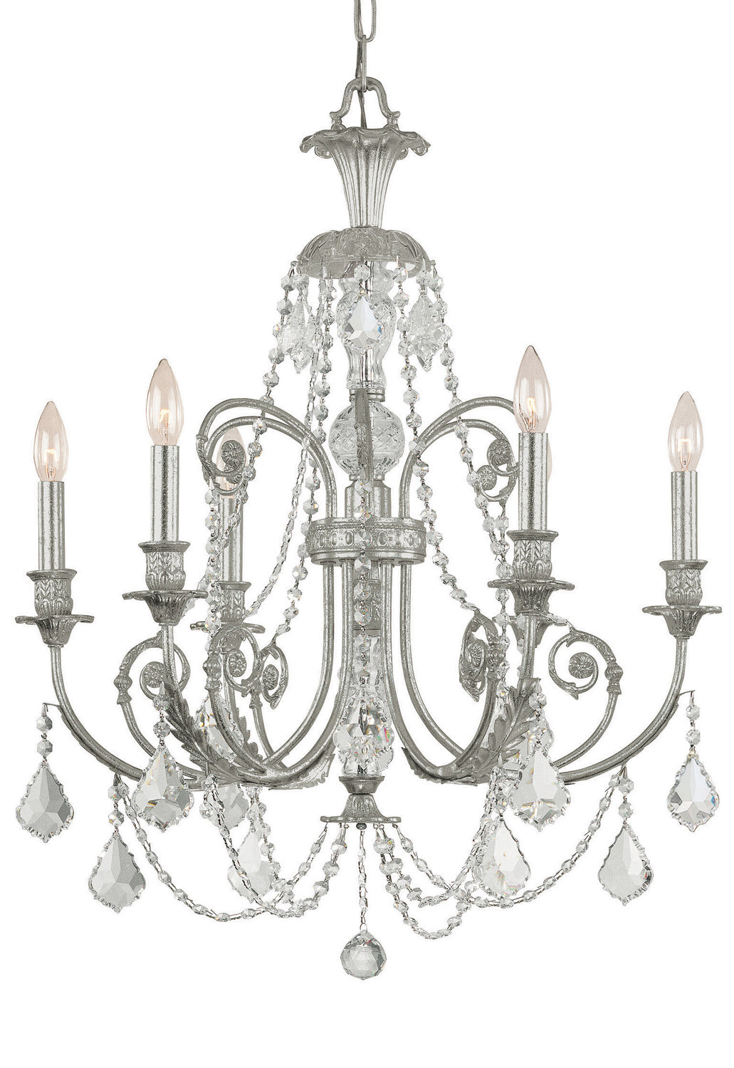 Regis Six Light Chandelier in Olde Silver - available from The Lighting Shoppe, trusted by Canadian homeowners