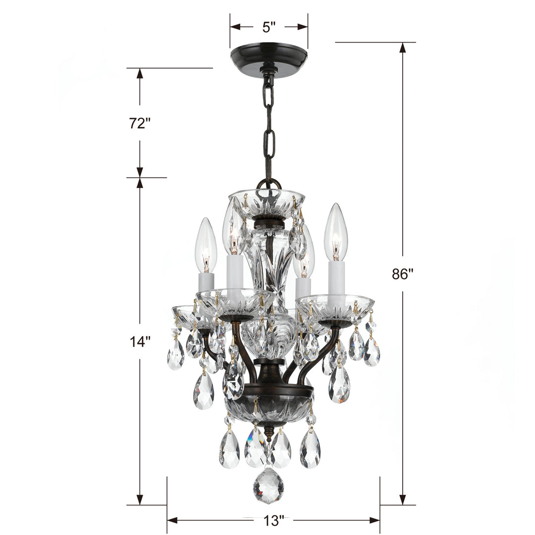 Crystorama - 5534-EB-CL-I - Four Light Mini Chandelier - Welton - English Bronze