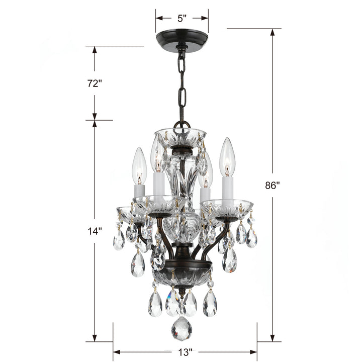 Crystorama - 5534-EB-CL-I - Four Light Mini Chandelier - Welton - English Bronze