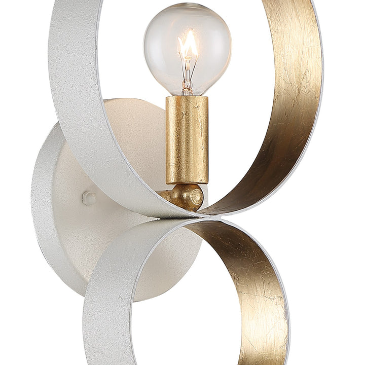 Crystorama - 581-MT-GA - One Light Wall Sconce - Luna - Matte White + Antique Gold
