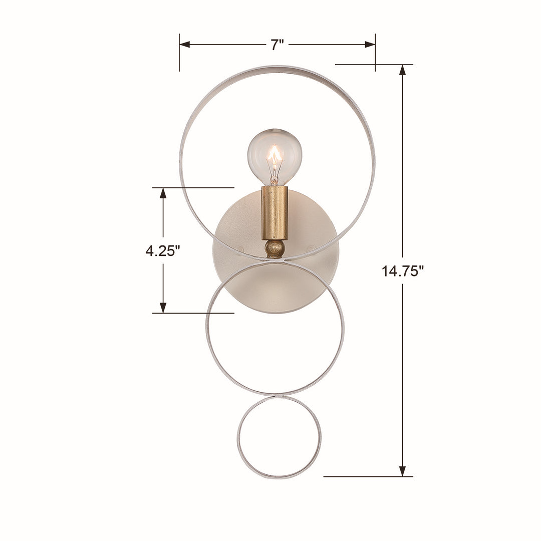 Crystorama - 581-MT-GA - One Light Wall Sconce - Luna - Matte White + Antique Gold