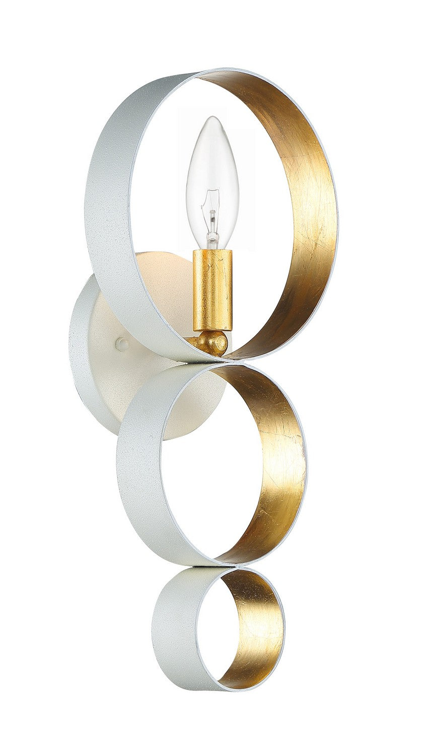 Crystorama - 581-MT-GA - One Light Wall Sconce - Luna - Matte White + Antique Gold