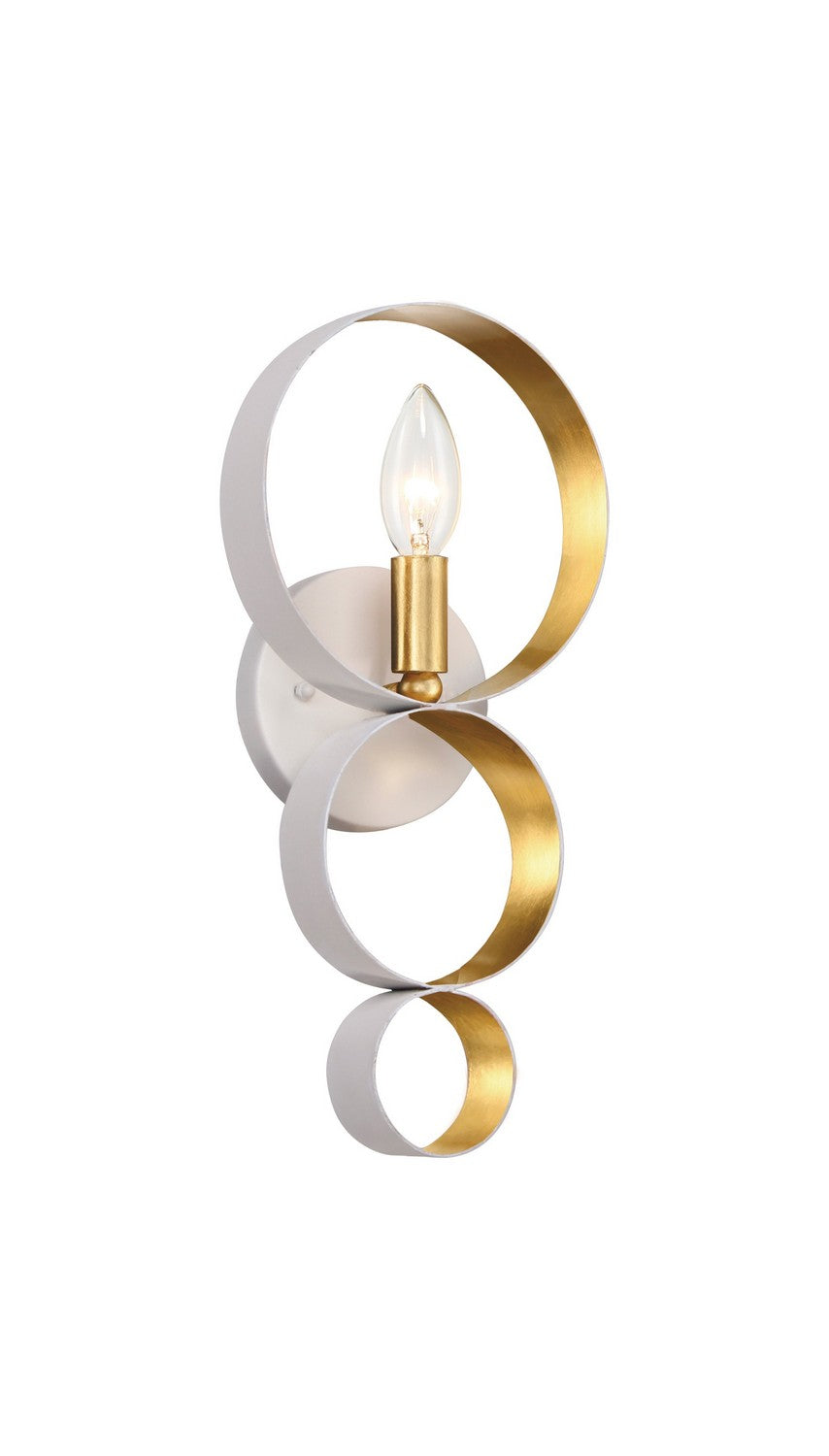 Luna One Light Wall Sconce in Matte White + Antique Gold - available from The Lighting Shoppe, trusted by Canadian homeowners