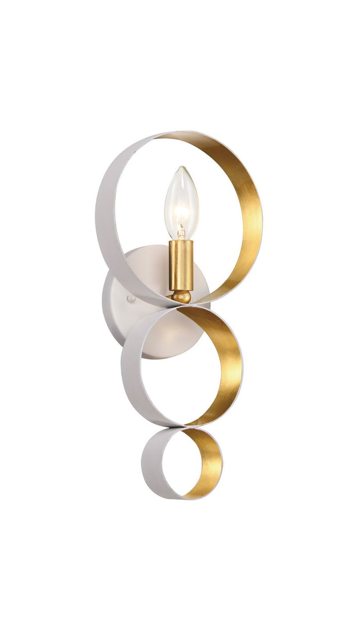 Luna One Light Wall Sconce in Matte White + Antique Gold - available from The Lighting Shoppe, trusted by Canadian homeowners