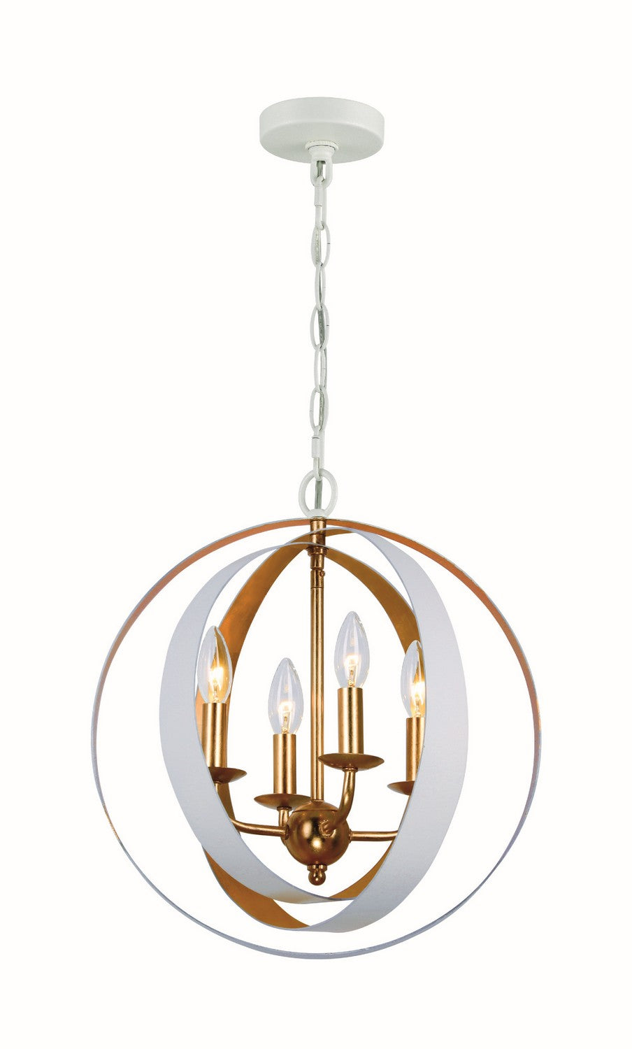 Luna Four Light Mini Chandelier in Matte White + Antique Gold - available from The Lighting Shoppe, trusted by Canadian homeowners