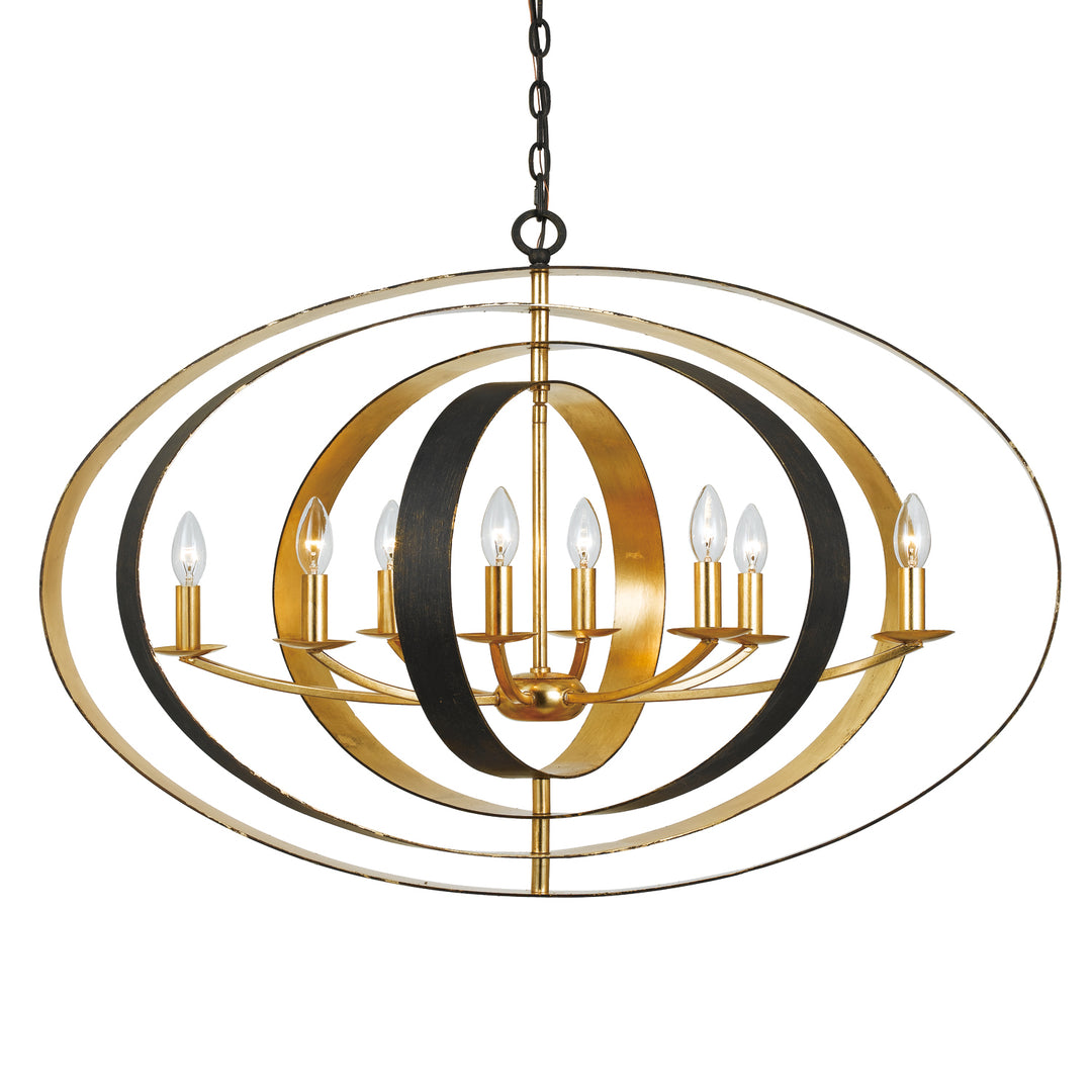 Luna Eight Light Chandelier in English Bronze + Antique Gold - available from The Lighting Shoppe, trusted by Canadian homeowners