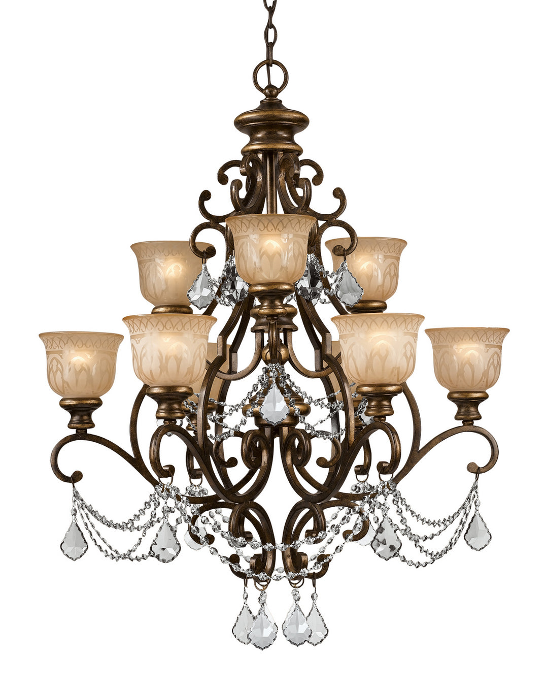 Norwalk Nine Light Chandelier in Bronze Umber - available from The Lighting Shoppe, trusted by Canadian homeowners