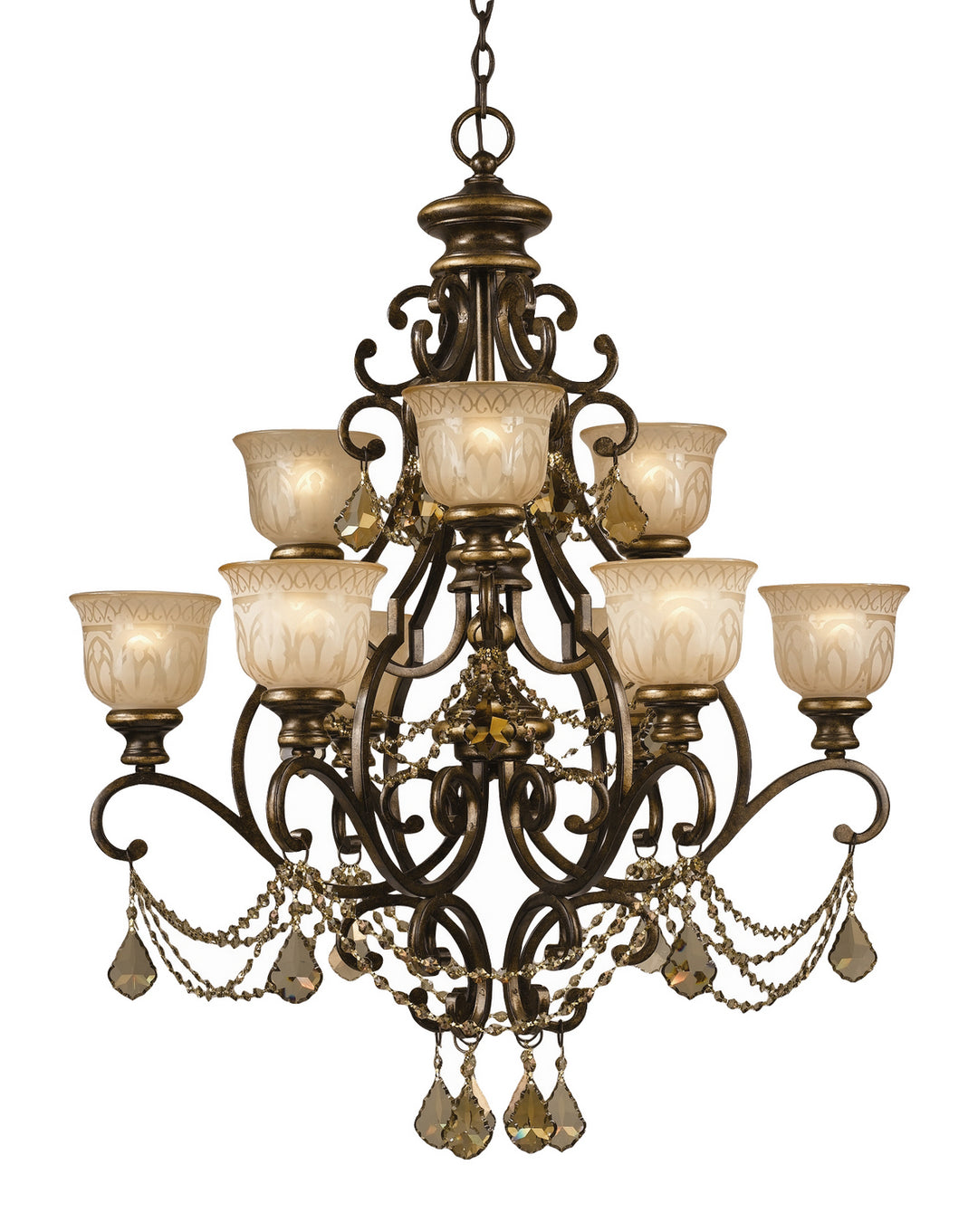 Norwalk Nine Light Chandelier in Bronze Umber - available from The Lighting Shoppe, trusted by Canadian homeowners