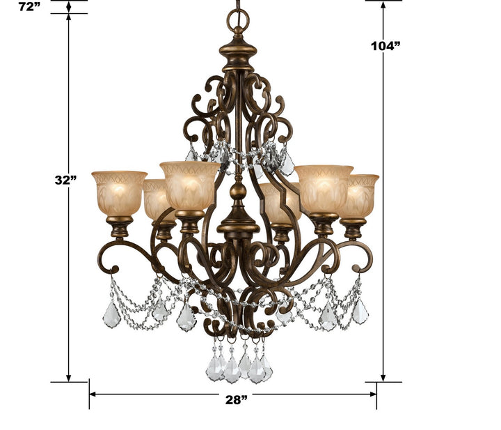 Crystorama - 7516-BU-CL-MWP - Six Light Chandelier - Norwalk - Bronze Umber