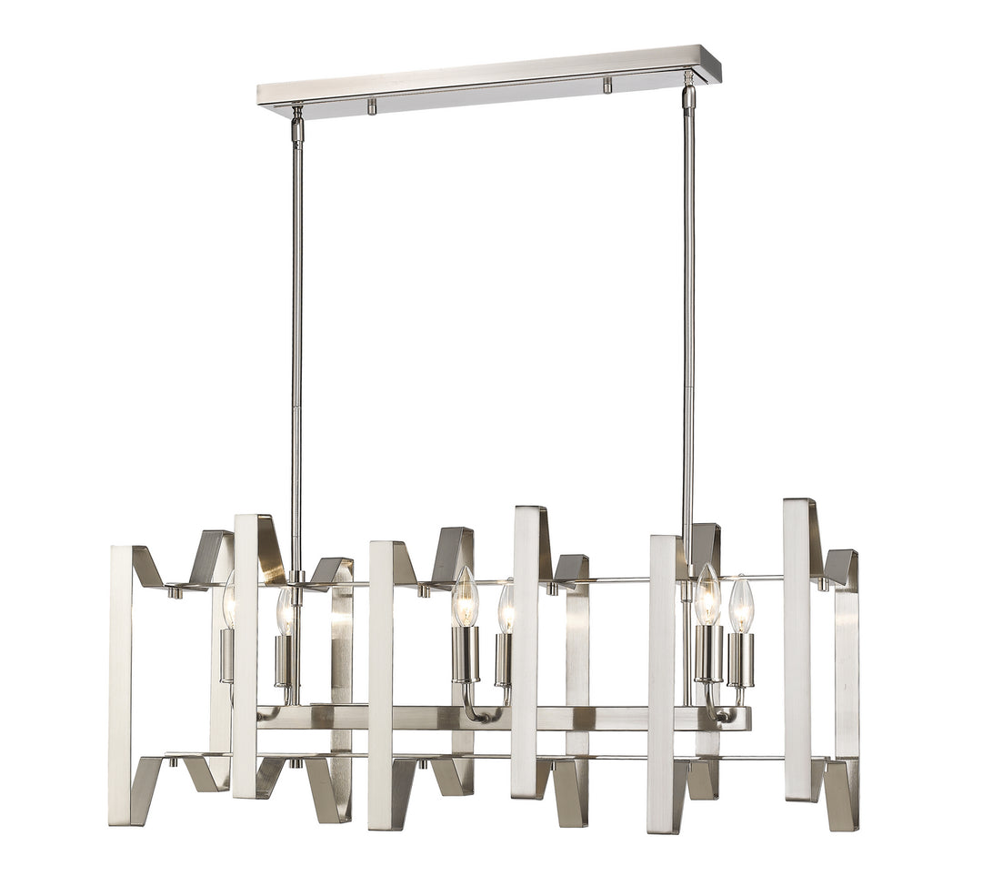 Marsala Six Light Linear Chandelier in Brushed Nickel - available from The Lighting Shoppe, trusted by Canadian homeowners