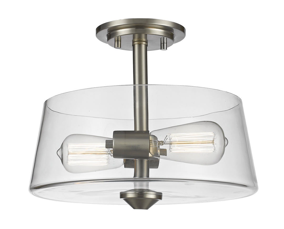 Annora Two Light Semi Flush Mount in Brushed Nickel - available from The Lighting Shoppe, trusted by Canadian homeowners
