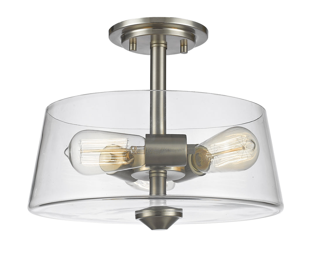 Annora Three Light Semi Flush Mount in Brushed Nickel - available from The Lighting Shoppe, trusted by Canadian homeowners