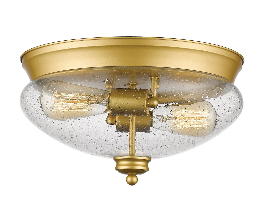 Amon Two Light Flush Mount in Satin Gold - available from The Lighting Shoppe, trusted by Canadian homeowners