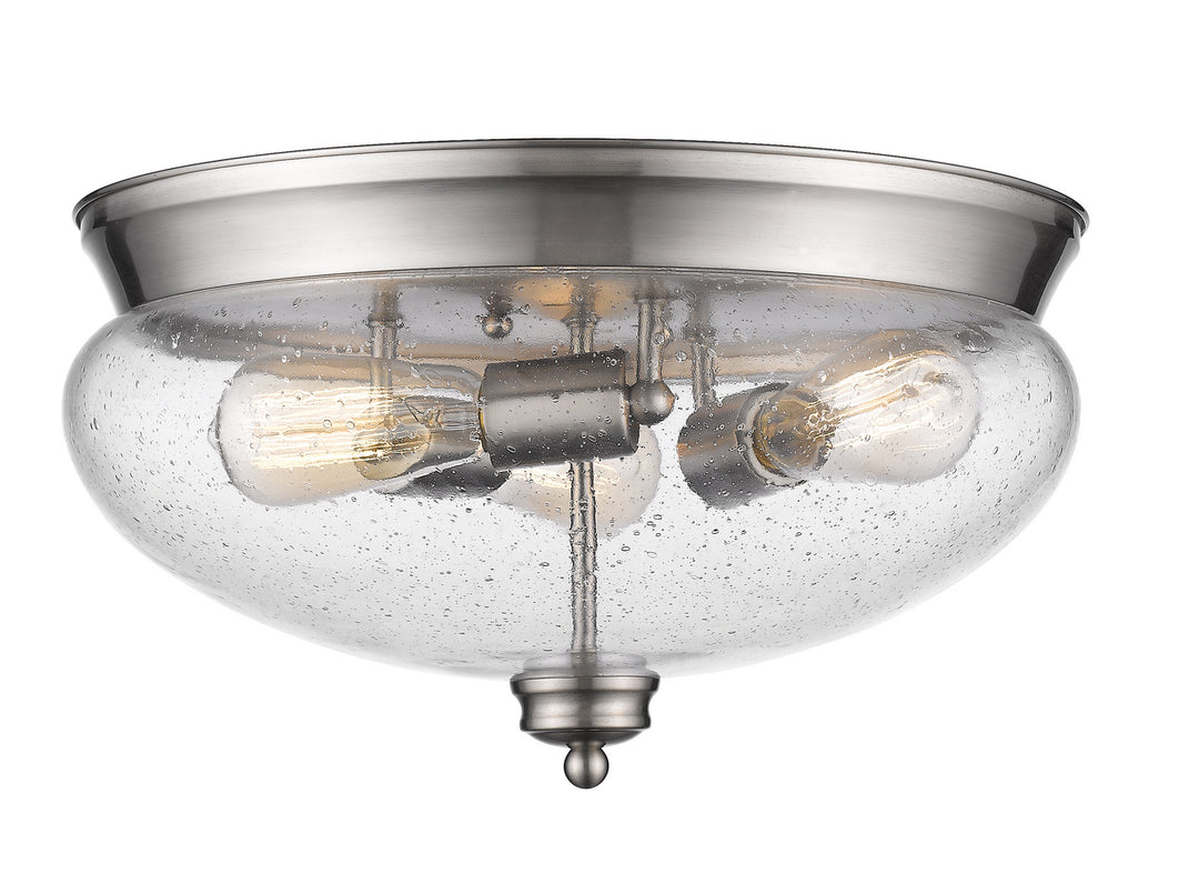 Amon Three Light Flush Mount in Brushed Nickel - available from The Lighting Shoppe, trusted by Canadian homeowners