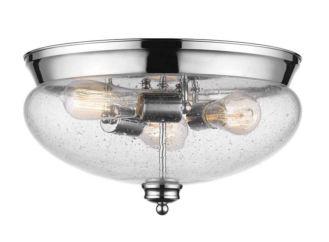 Amon Three Light Flush Mount in Chrome - available from The Lighting Shoppe, trusted by Canadian homeowners