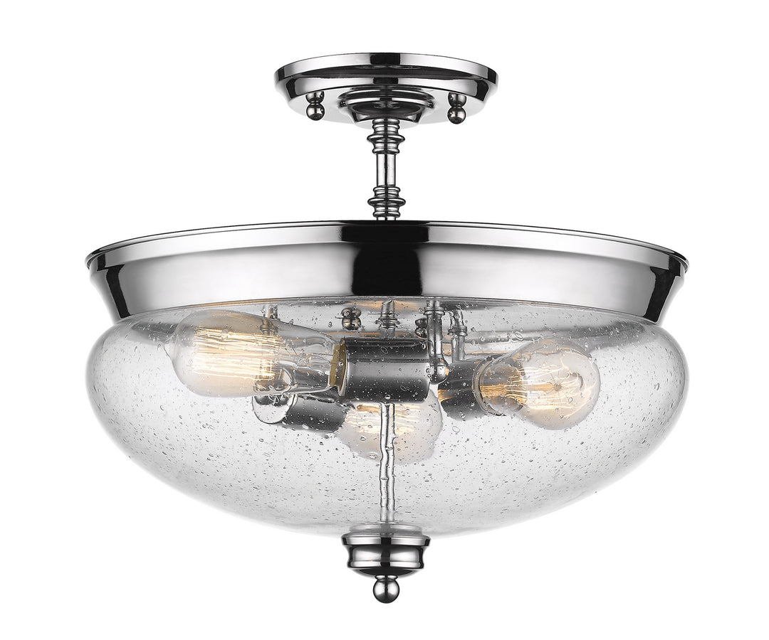 Amon Three Light Semi Flush Mount in Chrome - available from The Lighting Shoppe, trusted by Canadian homeowners
