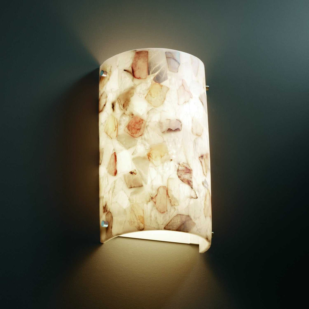 Alabaster Rocks Two Light Wall Sconce in Brushed Nickel Justice Designs