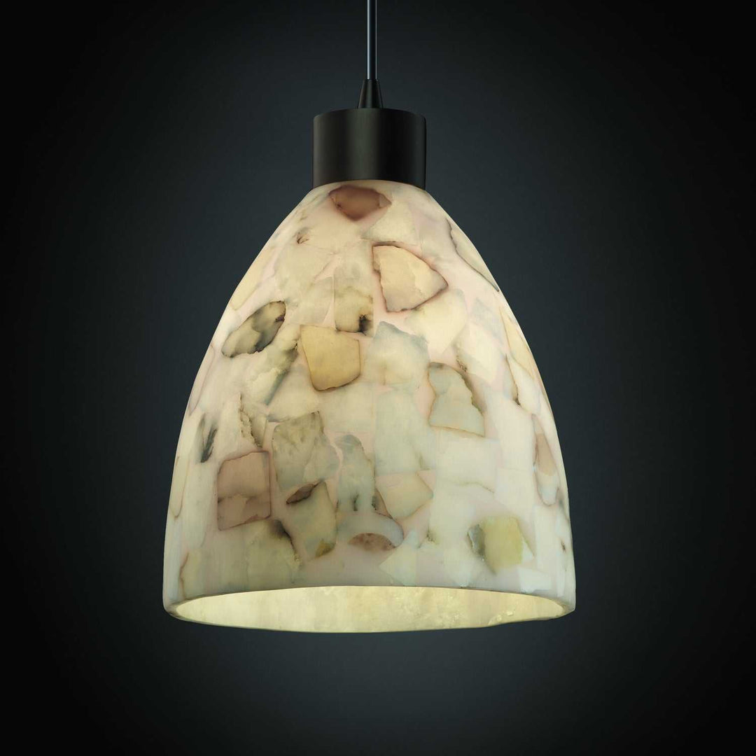 Alabaster Rocks One Light Pendant in Dark Bronze Justice Designs