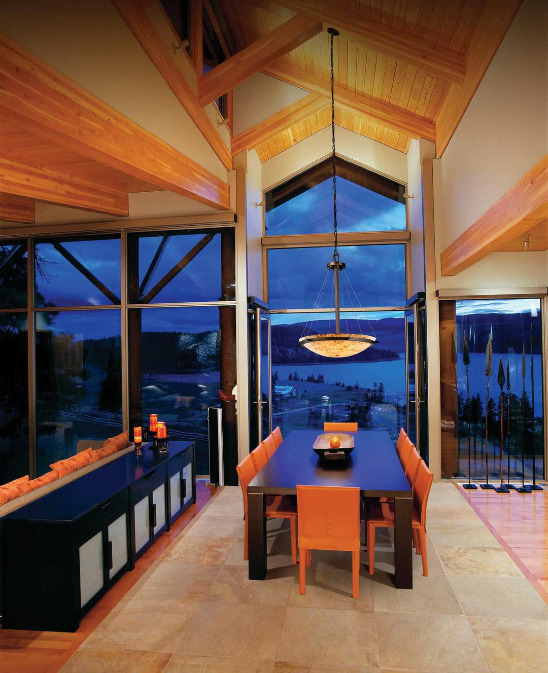 Alabaster Rocks LED Pendant in Dark Bronze Justice Designs