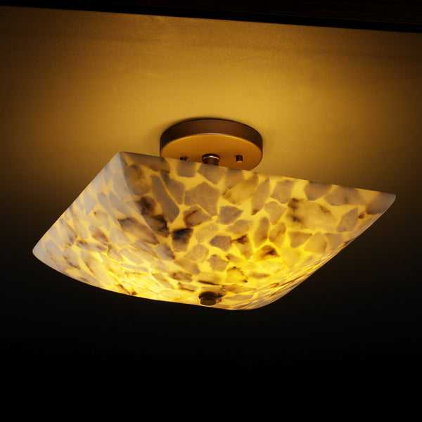 Alabaster Rocks Two Light Semi-Flush Mount in Dark Bronze Justice Designs