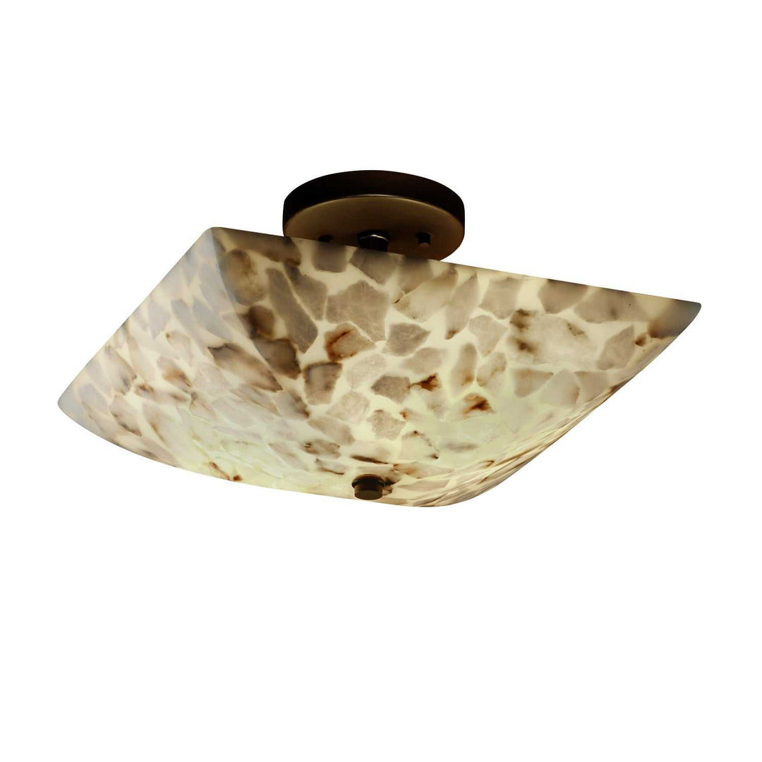 Alabaster Rocks Two Light Semi-Flush Mount in Dark Bronze Justice Designs