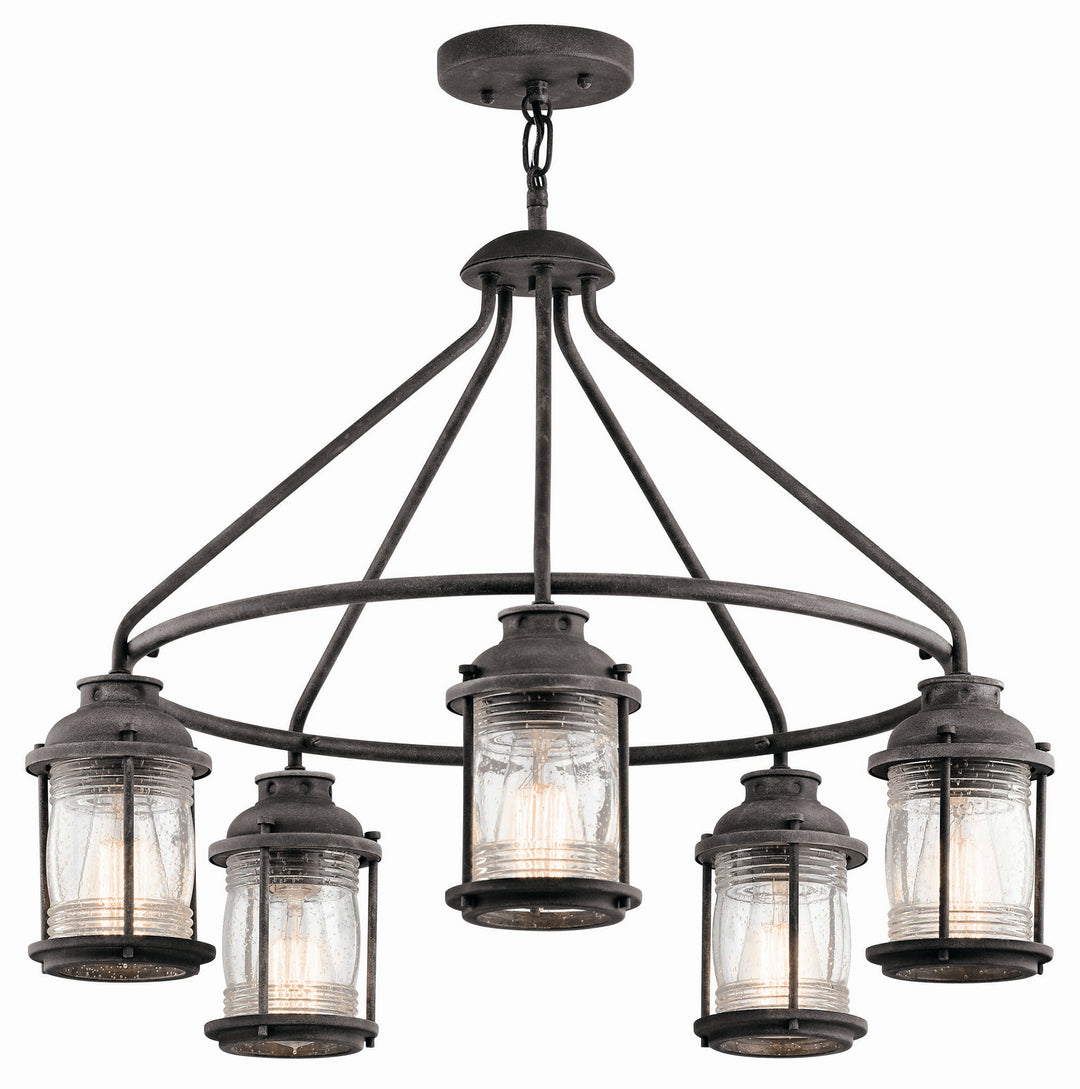 Kichler Canada - 49667WZC - Five Light Outdoor Chandelier - Ashland Bay - Weathered Zinc