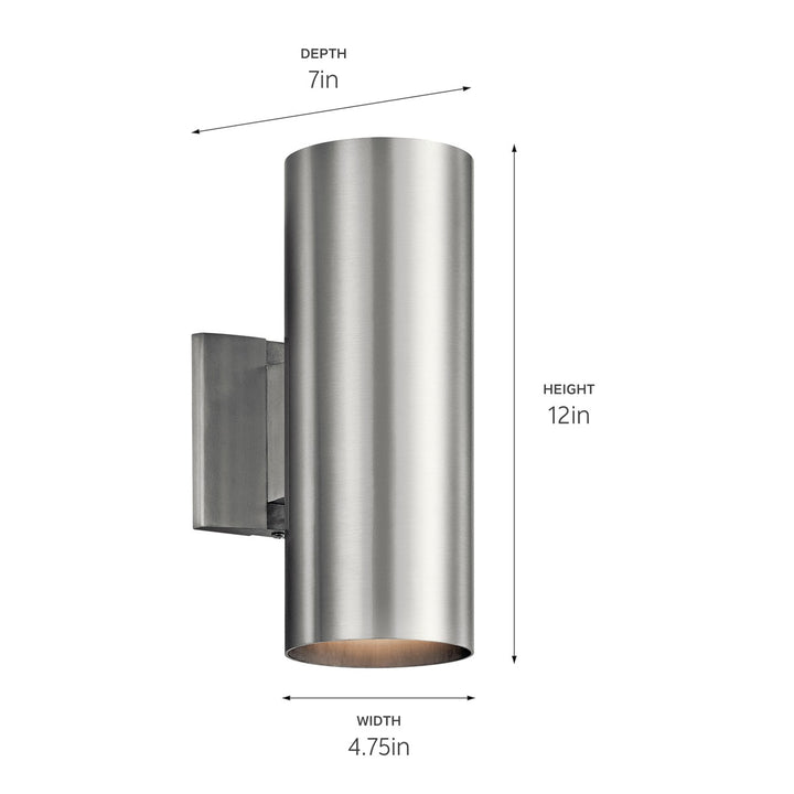 Kichler Canada - 9244BA - Two Light Outdoor Wall Mount - Brushed Aluminum