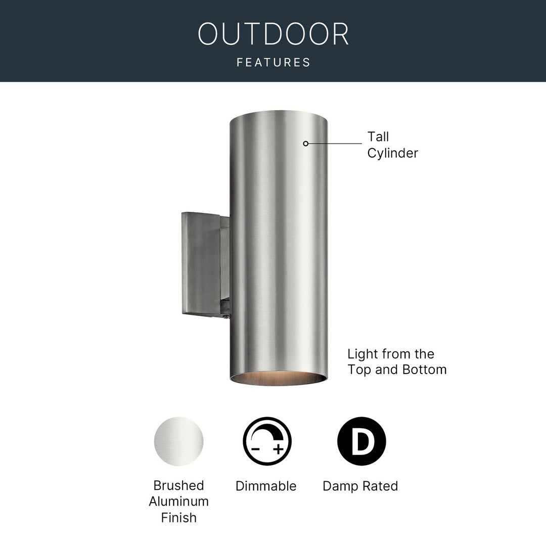 Kichler Canada - 9244BA - Two Light Outdoor Wall Mount - Brushed Aluminum