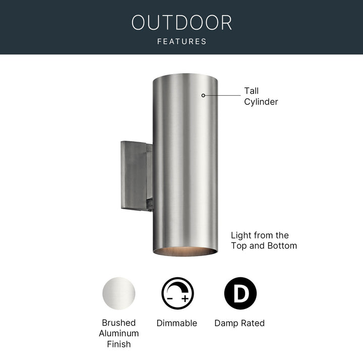Kichler Canada - 9244BA - Two Light Outdoor Wall Mount - Brushed Aluminum