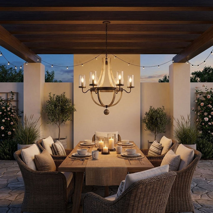 Savoy House - 1-2100-6-70 - Six Light Outdoor Chandelier - Eden - Weathervane