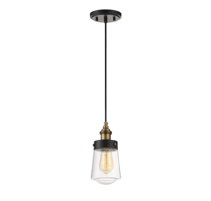 Savoy House - 7-2064-1-51 - One Light Mini Pendant - Macauley - Vintage Black w/Warm Brass