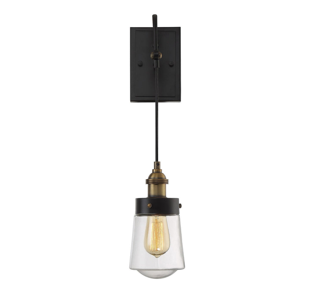 Macauley One Light Wall Sconce in Vintage Black with Warm Brass Savoy House