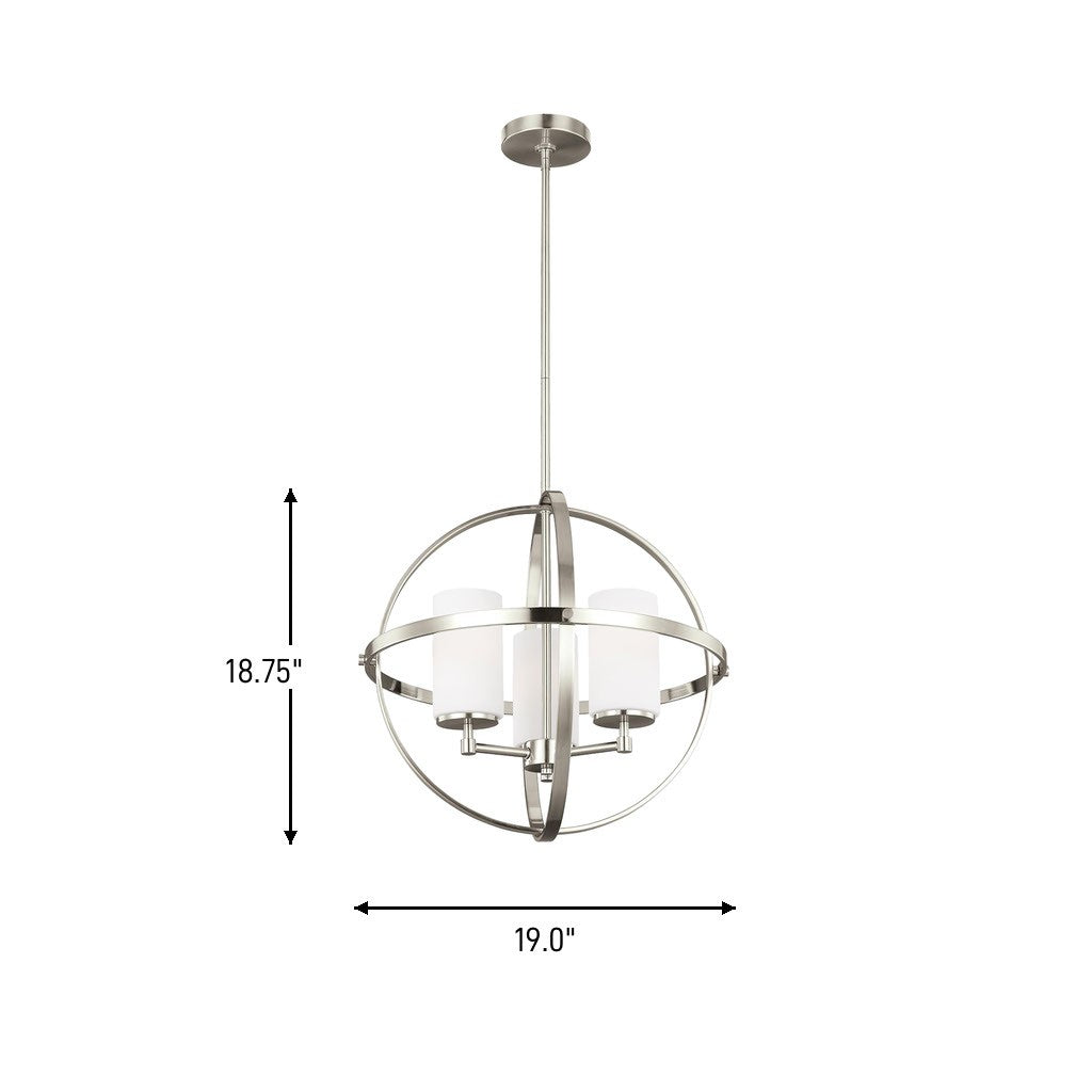 Generation Lighting Canada - 3124603-962 - Three Light Chandelier - Alturas - Brushed Nickel