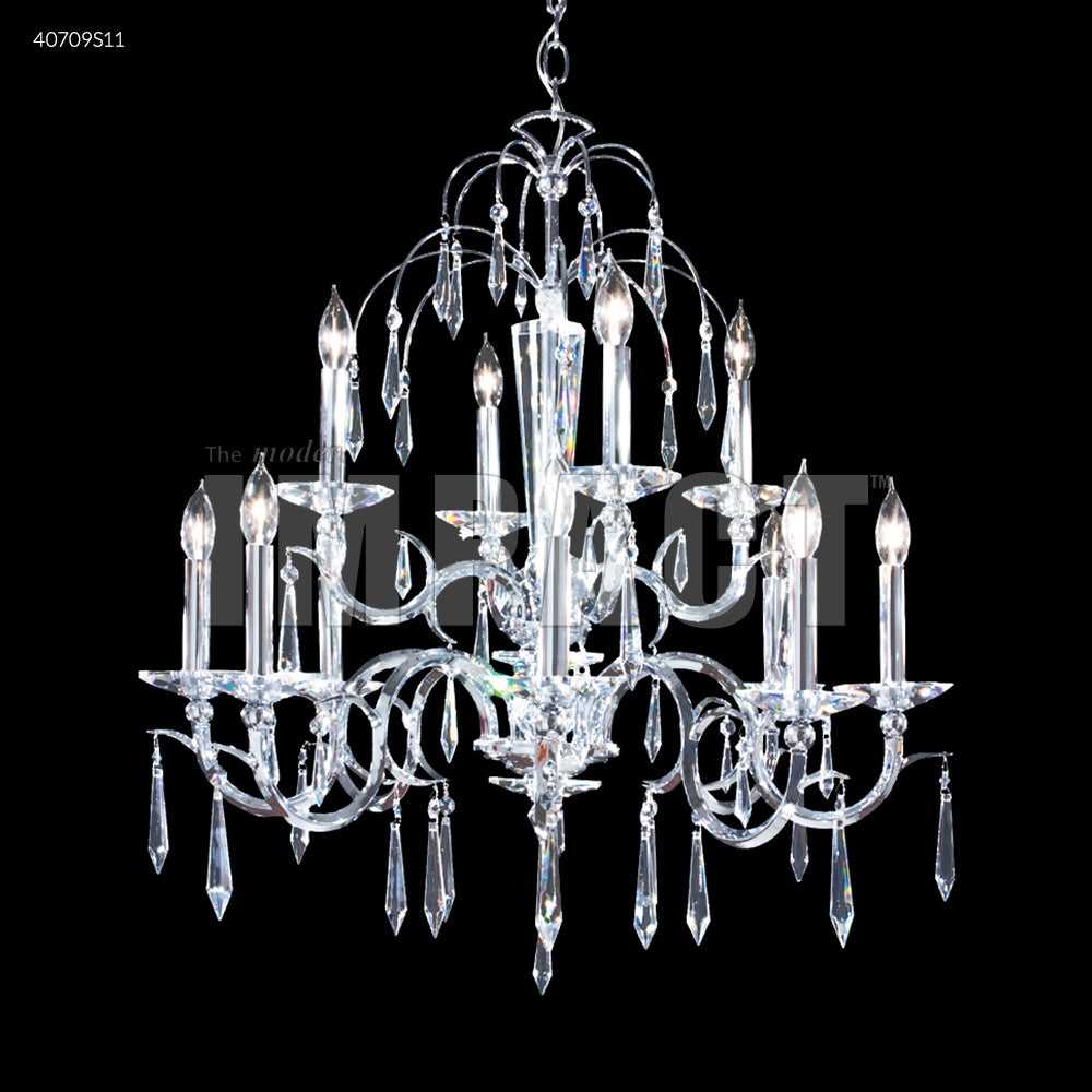 Contemporary 12 Light Chandelier in Silver James R. Moder Canada
