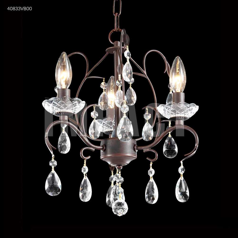 Mini Crystal Chandelier Three Light Chandelier in Vintage Bronze James R. Moder Canada