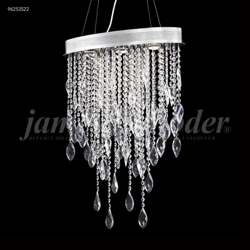 Sculptured Crystal Leaf Three Light Chandelier in Silver James R. Moder Canada