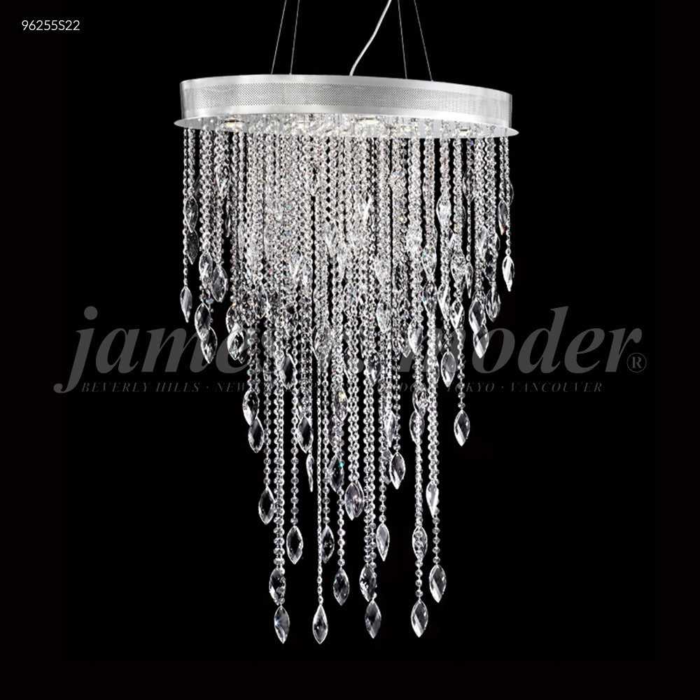 Sculptured Crystal Leaf Six Light Chandelier in Silver James R. Moder Canada