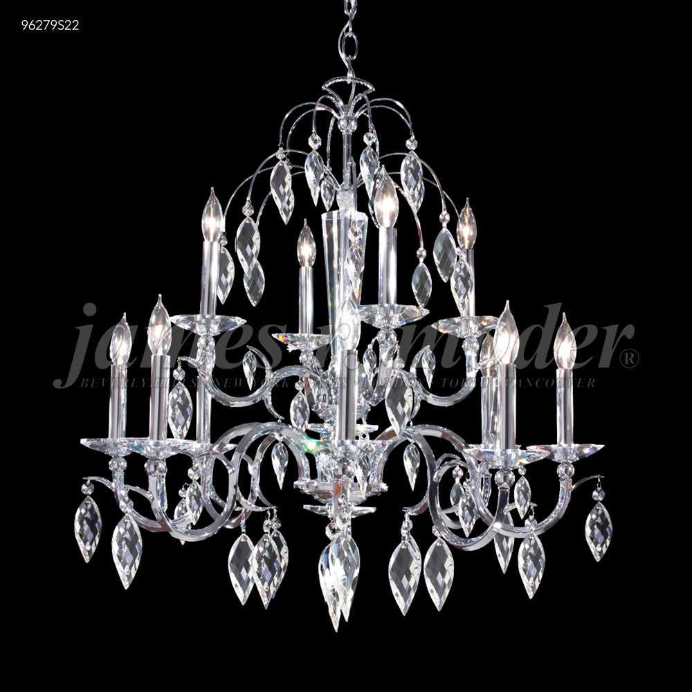 Sculptured Crystal Leaf 12 Light Chandelier in Silver James R. Moder Canada