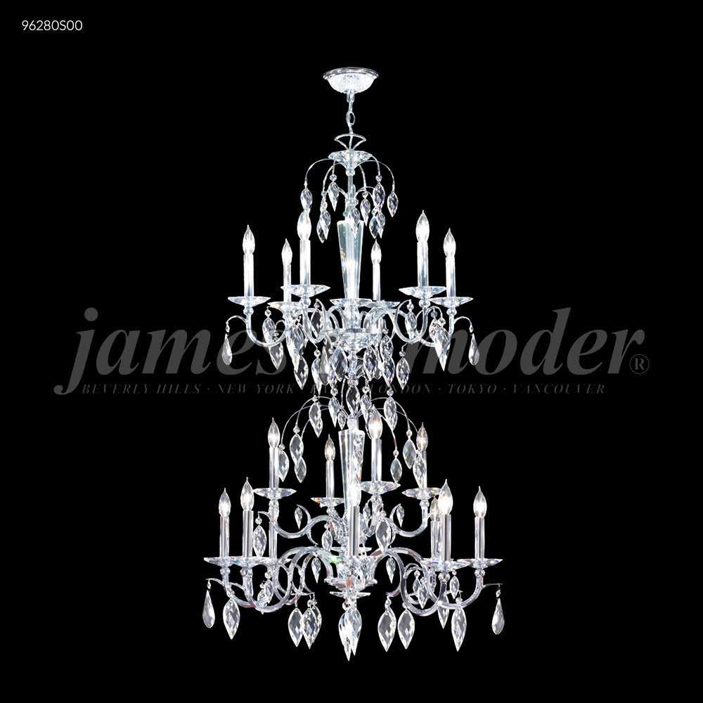 Sculptured Crystal Leaf 18 Light Chandelier in Silver James R. Moder Canada