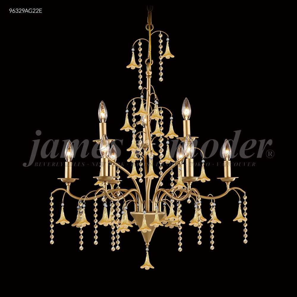 Murano Nine Light Chandelier in Aged Gold James R. Moder Canada