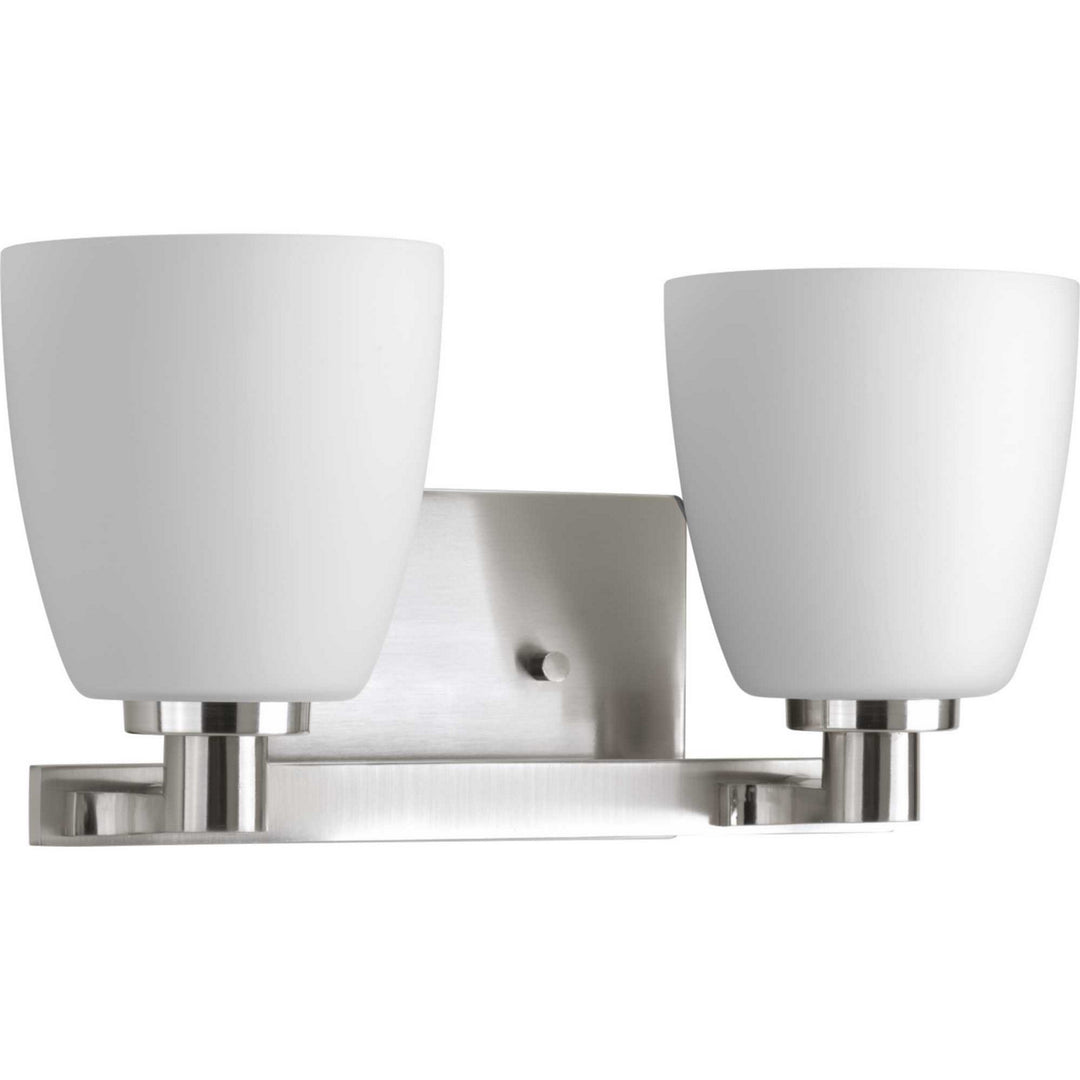 Fleet Two Light Bath Bracket in Brushed Nickel - available from The Lighting Shoppe, trusted by Canadian homeowners